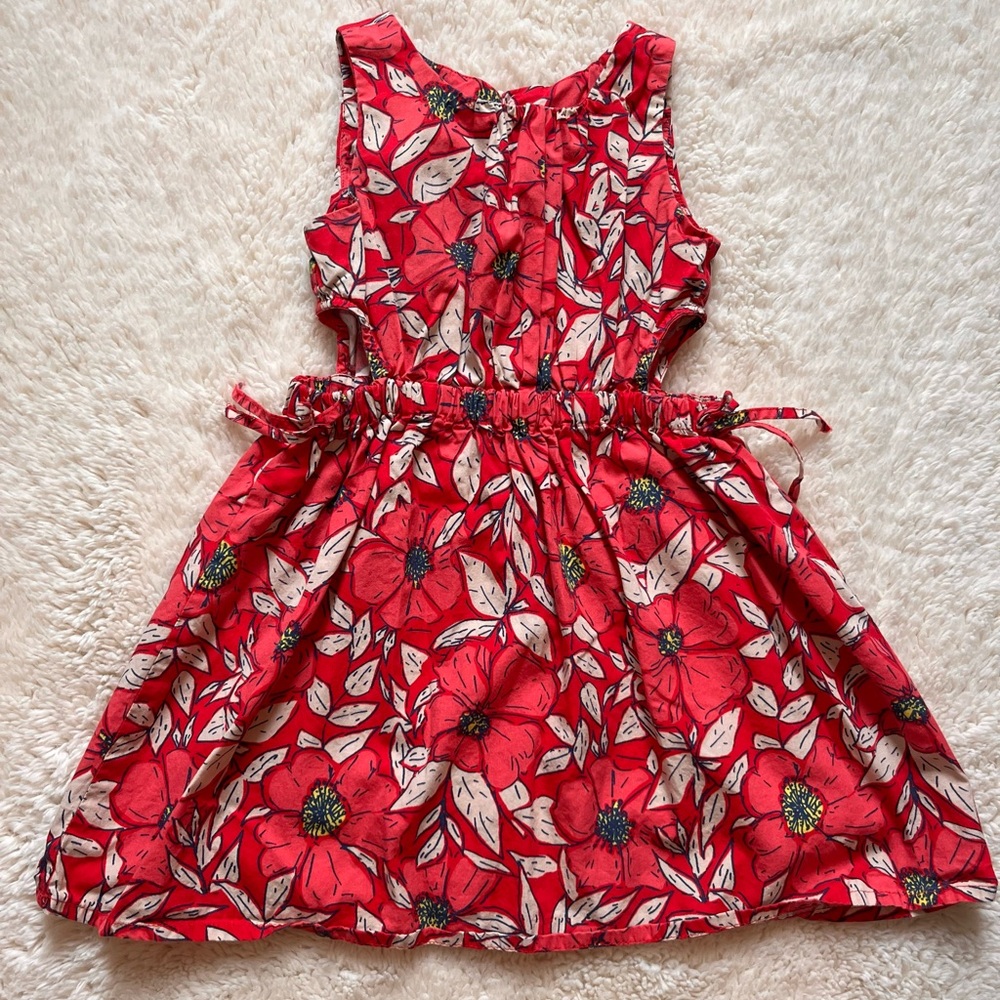 Zara Girls Floral Red Dress Sz 4